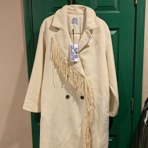 Chic Cream Fringe Trench Coat